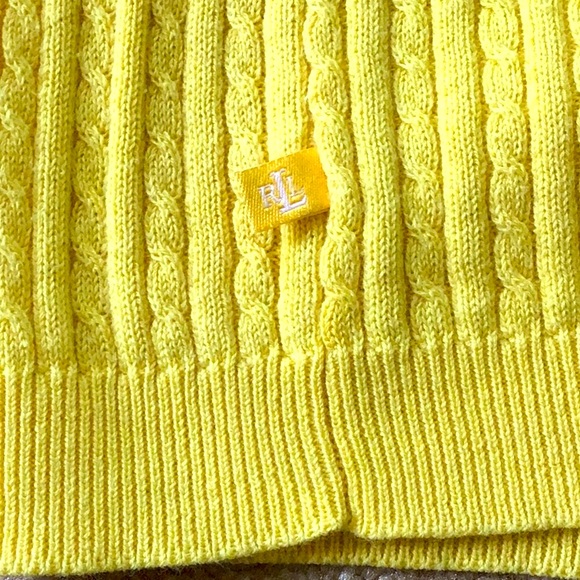 Lauren V-Neck 100%cotton Yellow Sweater, Size M - Picture 6 of 6